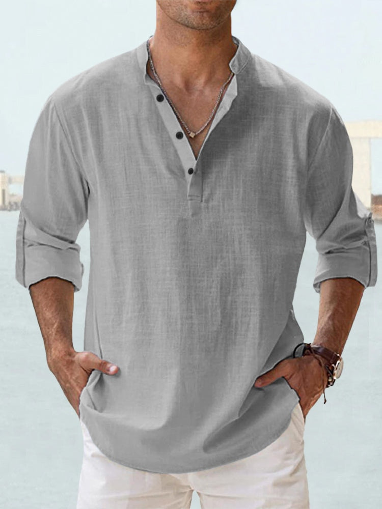 Mathis | Leinenhemd für Herren - Relaxed Fit, stilvoller Mandarin-Kragen, leicht und atmungsaktiv - Image 4