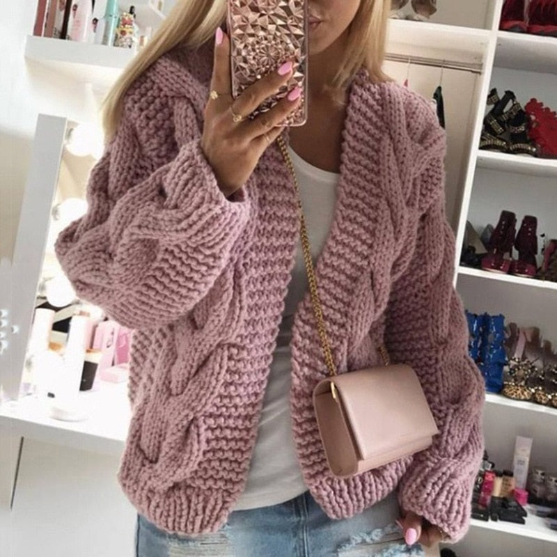Daniela | Damen Grobstrick Cardigan mit offener Vorderseite - Image 2