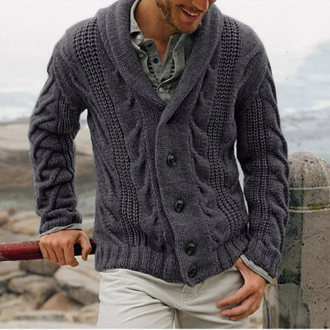 Lukas | Herren Schalkragen Knopfleiste Jacke - Image 3