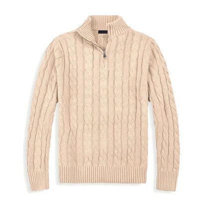 Kilian | Herren Viertelreißverschluss Zopfmuster Strickpullover - Image 10