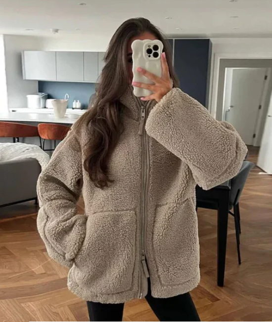 Yvonne | Damen Sherpa Jacke mit Reißverschluss - Image 7