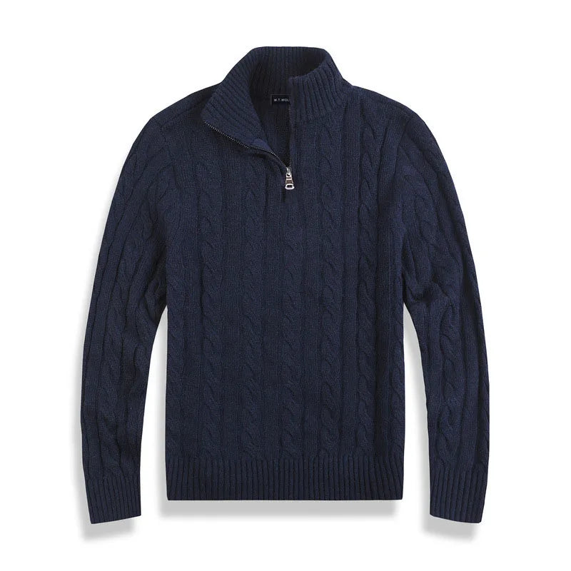 Kilian | Herren Viertelreißverschluss Zopfmuster Strickpullover - Image 8