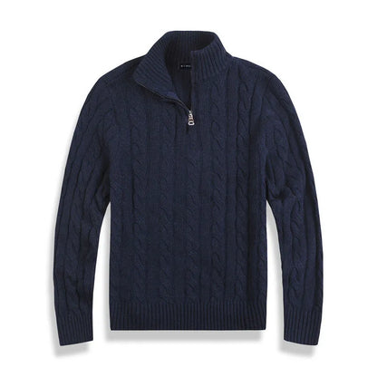 Kilian | Herren Viertelreißverschluss Zopfmuster Strickpullover - Image 8