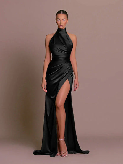 Anneliese | Elegantes Satin Abendkleid mit Schlitz - Image 6