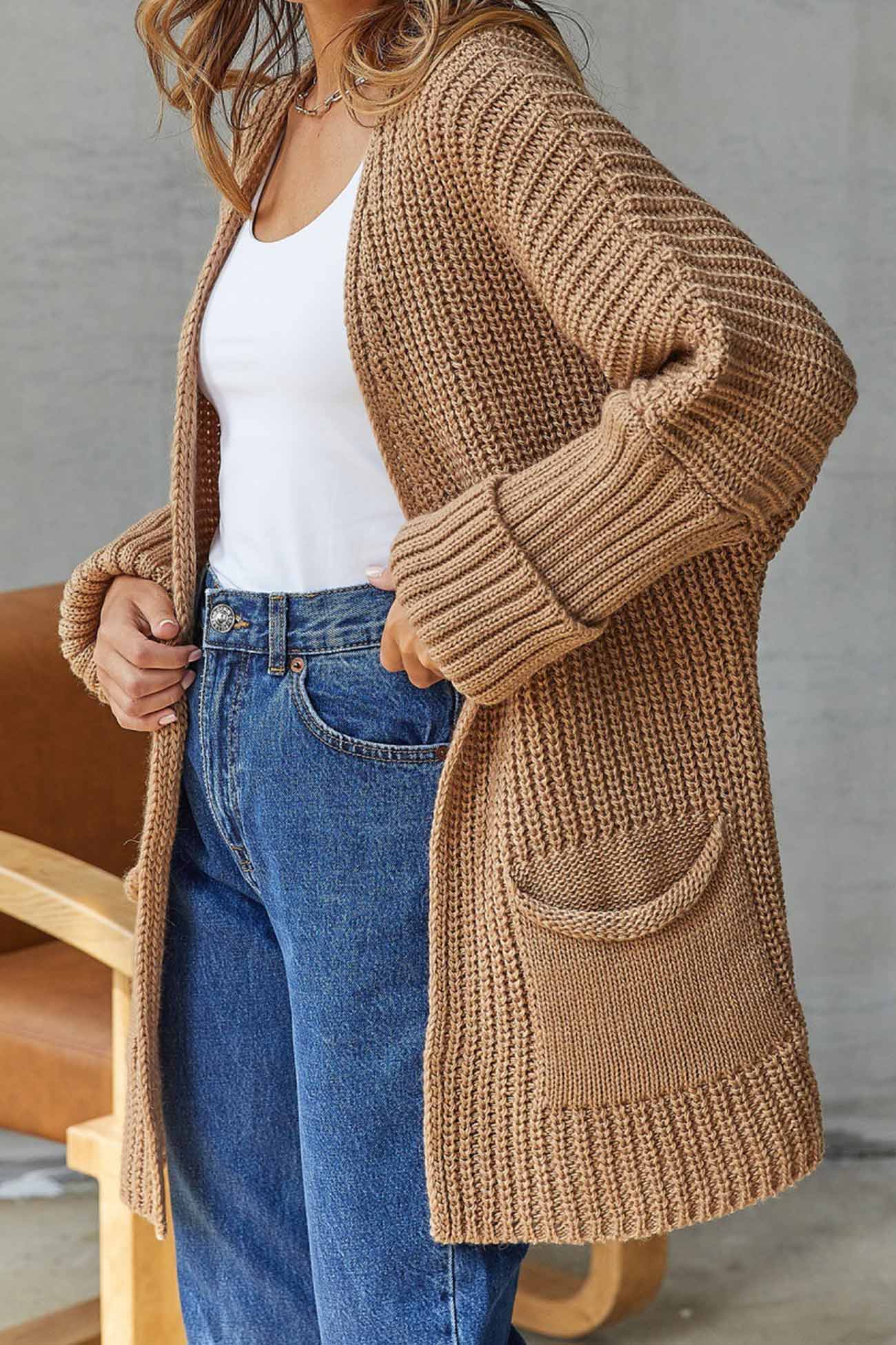 Theresa | Damen Oversize Strick Longstrickjacke - Image 2