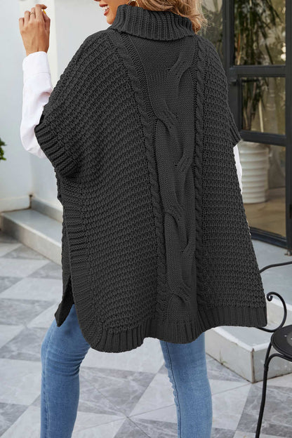 Irina | Damen Oversize Zopfmuster Strickpullover Poncho - Image 11