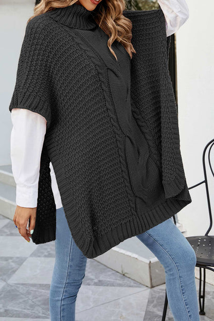 Irina | Damen Oversize Zopfmuster Strickpullover Poncho - Image 10