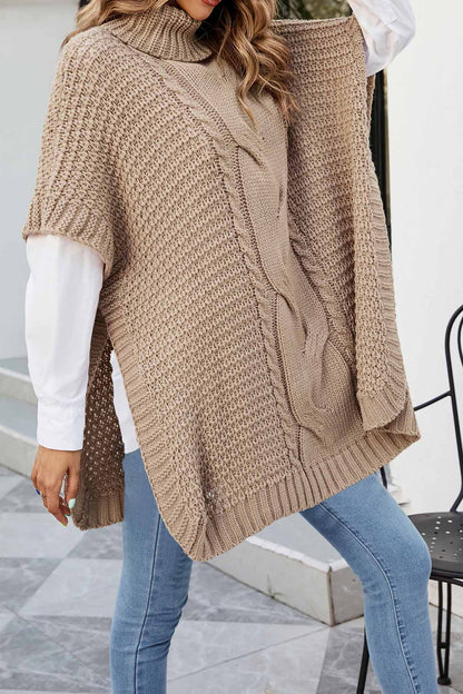 Irina | Damen Oversize Zopfmuster Strickpullover Poncho - Image 7