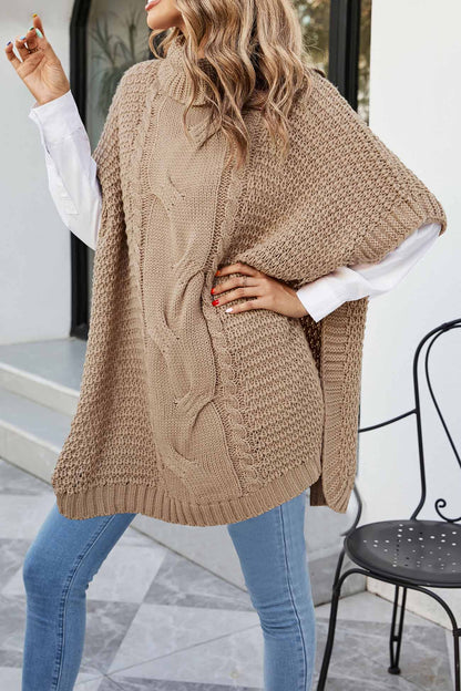 Irina | Damen Oversize Zopfmuster Strickpullover Poncho - Image 6