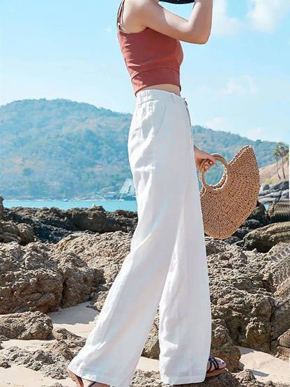 Mina | Stylische leichte Leinenhosen mit hoher Taille für den Sommer - Image 2