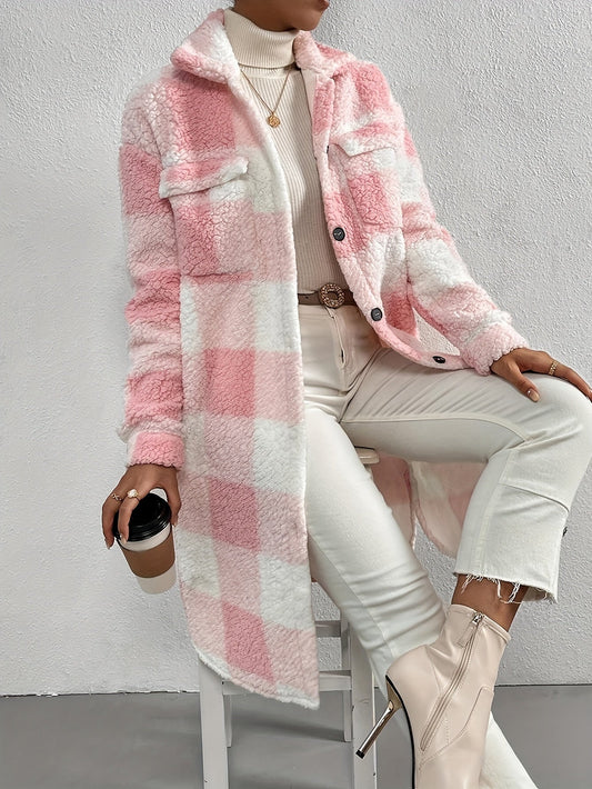 Carmen | Damen Plaid Langer Mantel - Image 1