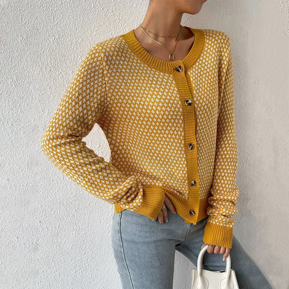 Agnes | Damen Strickjacke Gelb mit Knopfleiste