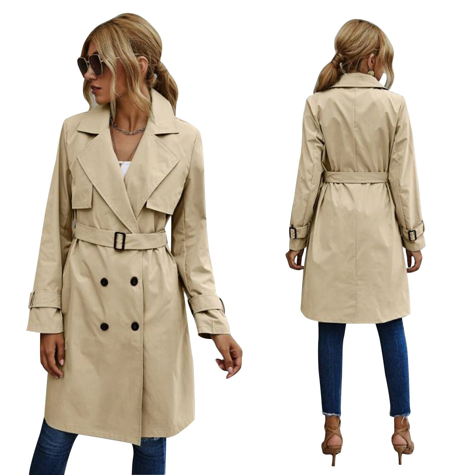 Bianca | Damen Zweireiher Trenchcoat - Image 2