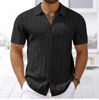 Arno | Retro Jacquard gestricktes Poloshirt für Männer - Image 7