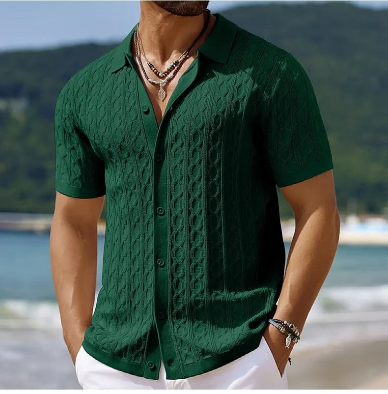 Arno | Retro Jacquard gestricktes Poloshirt für Männer - Image 6