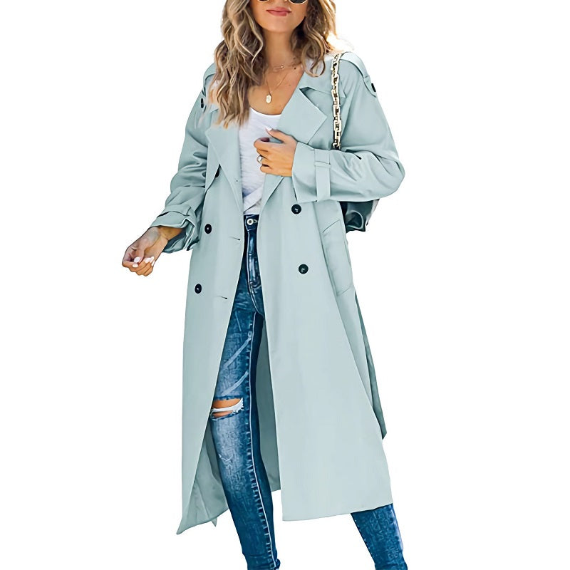 Rosa | Damen Oversized Langer Trenchcoat - Image 3