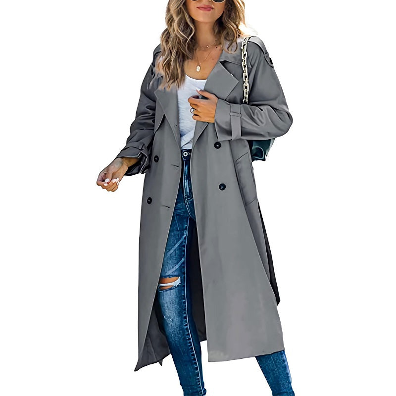 Rosa | Damen Oversized Langer Trenchcoat - Image 4