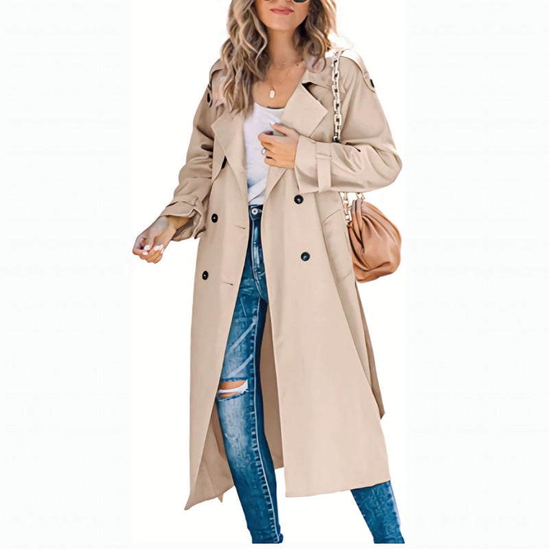 Rosa | Damen Oversized Langer Trenchcoat - Image 5