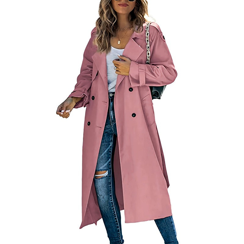 Rosa | Damen Oversized Langer Trenchcoat - Image 6