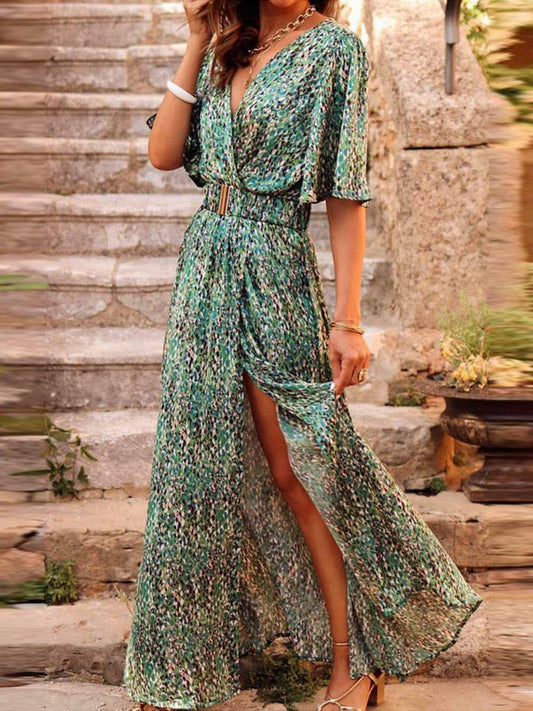 Lotte | Elegantes fließendes Maxikleid mit hohem Schlitz und Wickeloptik - Image 1