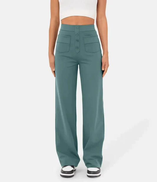 Tatjana | Hose mit hoher Taille und entspannter Passform mit Knopfleiste - Image 1