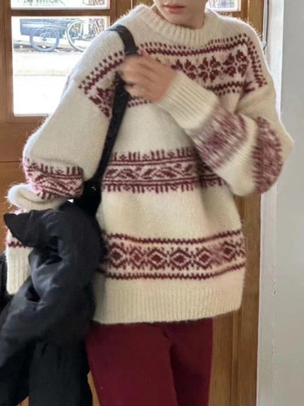 Gudrun | Damen Fair Isle Rundhals Pullover - Image 3