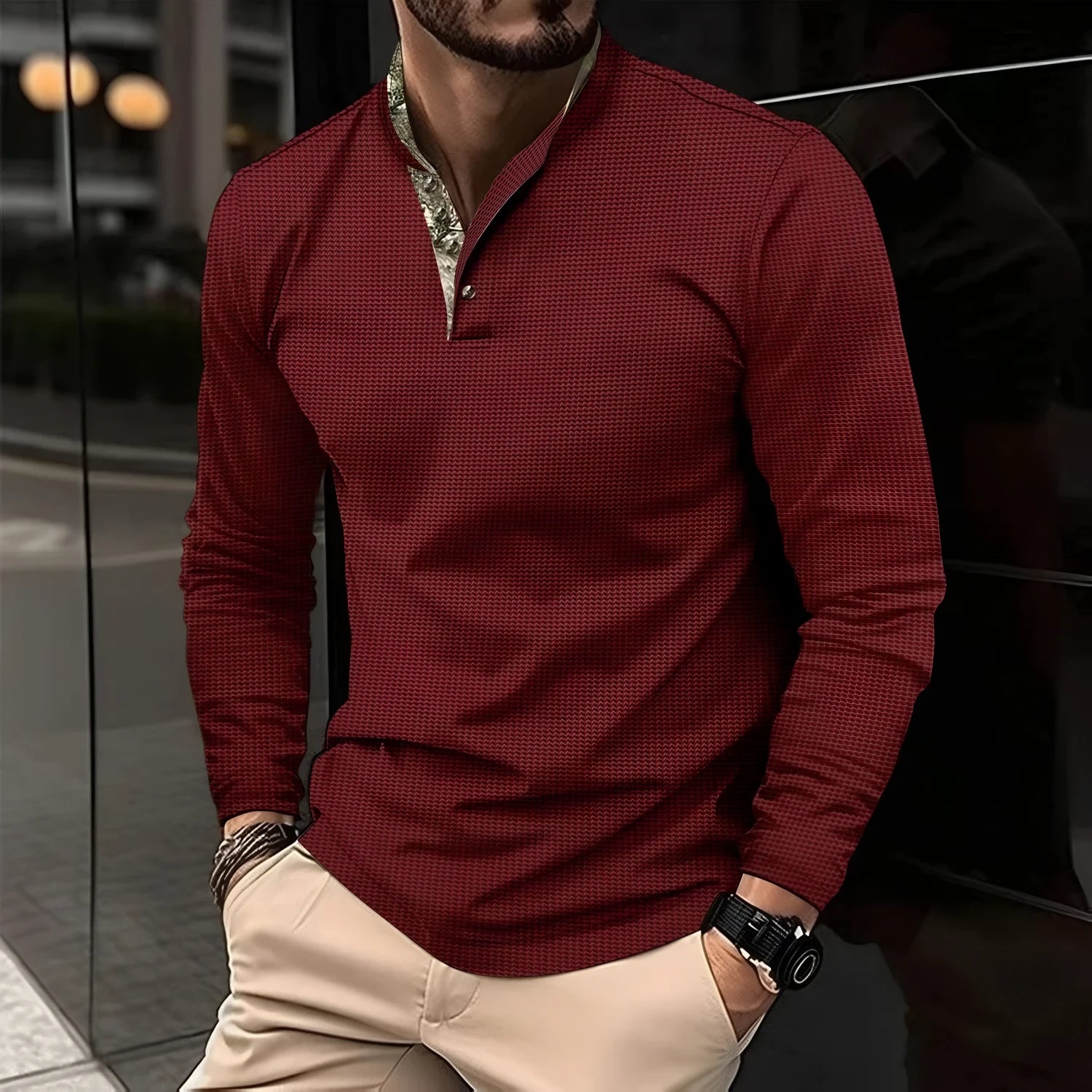 Karsten | Herren Langarm Casual Henley Shirt
