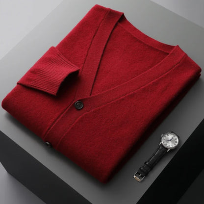 Lukas | Herren V-Ausschnitt Rippstrick-Cardigan