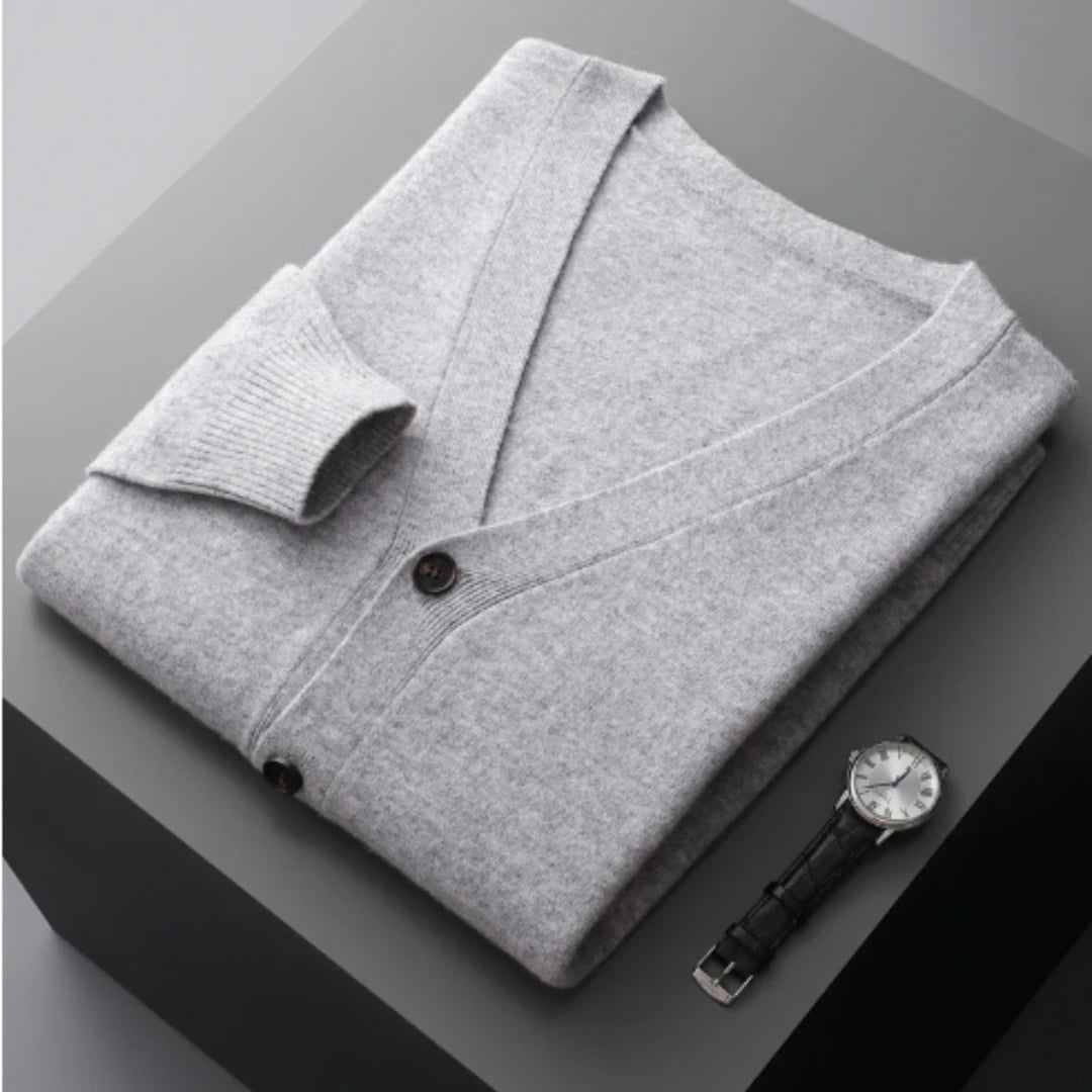 Lukas | Herren V-Ausschnitt Rippstrick-Cardigan