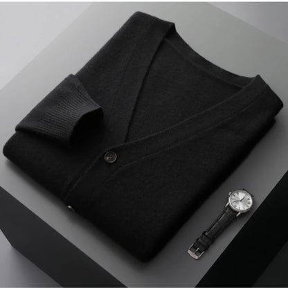 Lukas | Herren V-Ausschnitt Rippstrick-Cardigan