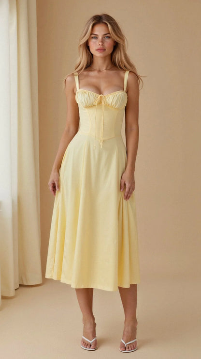 Ulrike | Elegantes Floral Bustier Midriff Taille Shaper Kleid - Image 6
