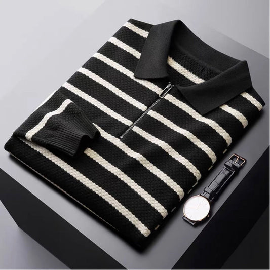 Patrik | Herren Polo Shirt mit Reißverschluss und Streifen