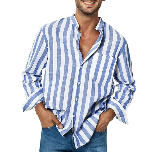Michael | Gestreiftes Freizeithemd aus Baumwolle für Männer - Image 1