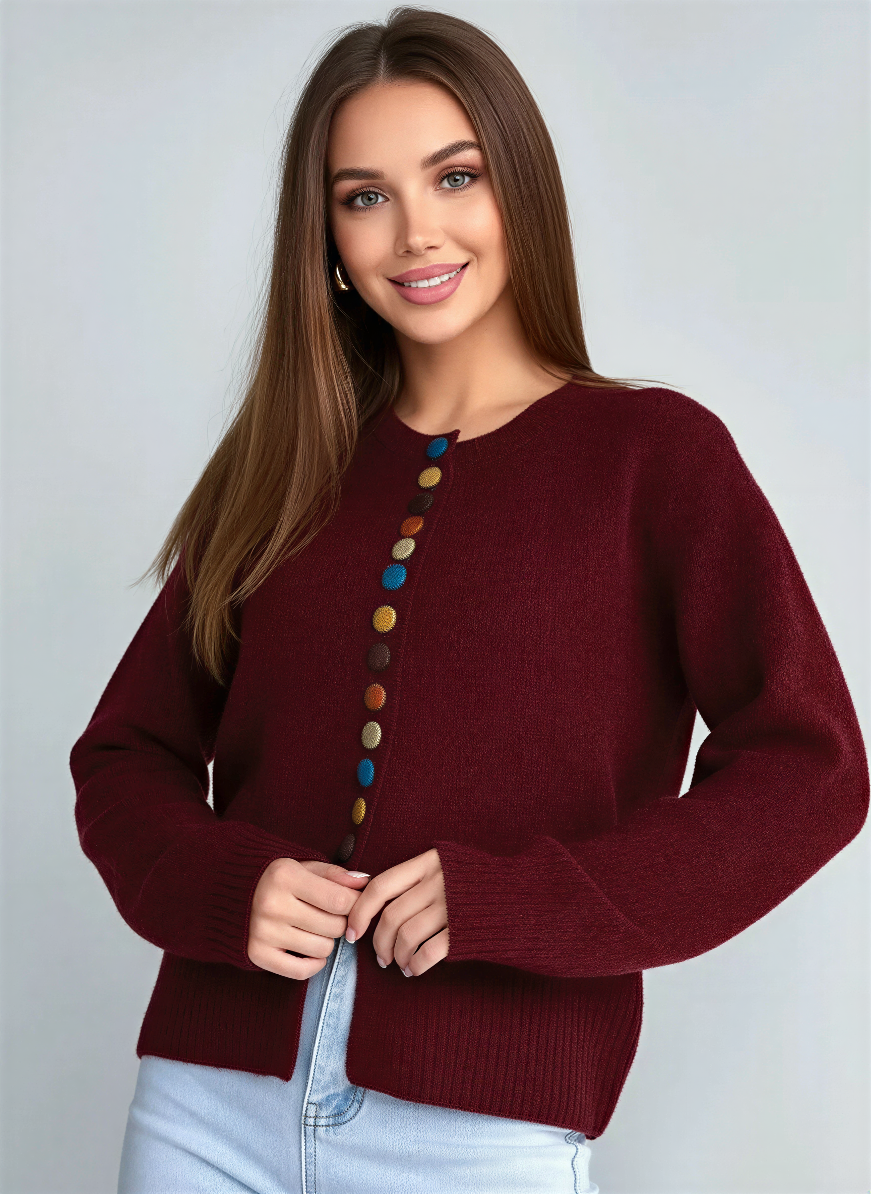 Evelin | Damen Strickjacke mit Knopfleiste - Image 2