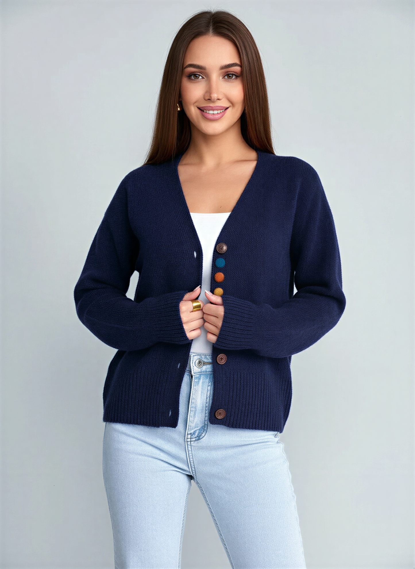 Evelin | Damen Strickjacke mit Knopfleiste - Image 6