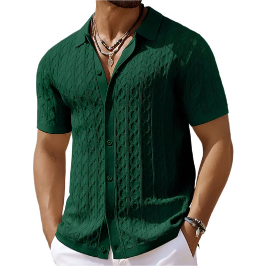 Arno | Retro Jacquard gestricktes Poloshirt für Männer - Image 1